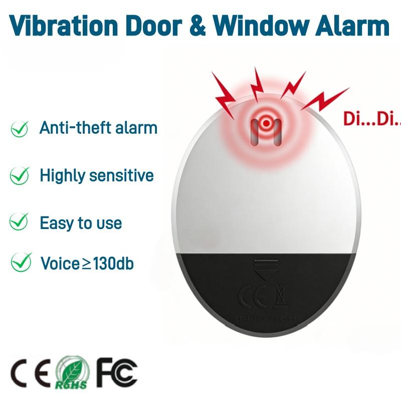 Slim Vibration Door Window Alarm Ultra-Thin Sensor Anti-Theft Burglar Loud Sound for Home Hotel Travel Rental House Security