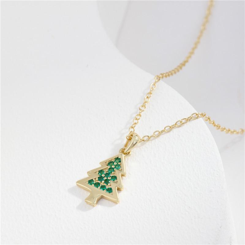 Arvaleff Sterling Silver Christmas Tree Necklace with 14k Gold, Zircon, and Diamonds.