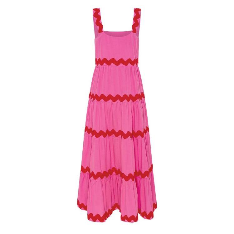 Женское летнее платье без рукавов, платье-свинг, с высокой талией, А-силуэта, без бретелей, длинная майка, повседневные платья, весенняя волна, на бретелях, S-XL