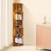 5-Tier Corner Bookcase Shelf - A-Shaped Bamboo Storage Stand - Modern Brown Freestanding Display Rack for Living Room & Bedroom
