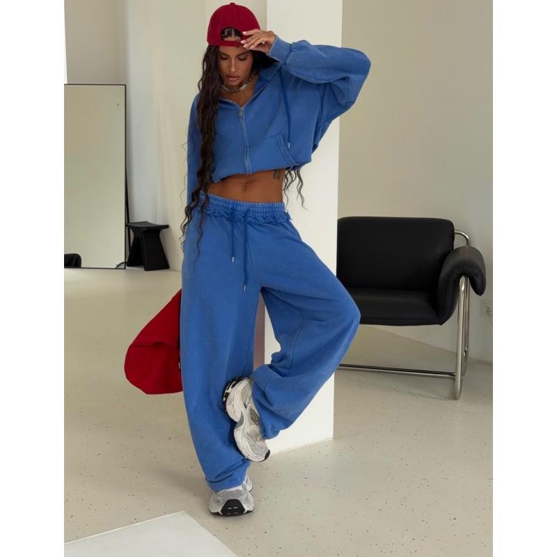 2026 Womens Streetwear Two-Piece Set Loose Casual Hoodie Pants Cotton Blend Fall Outfit