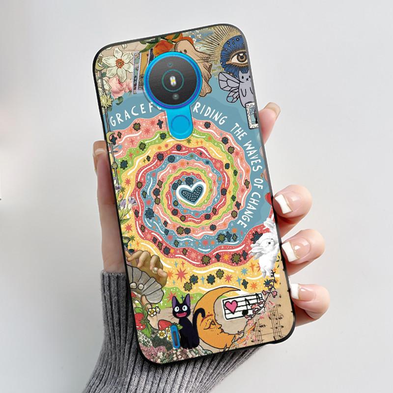 Cute Case For Nokia 1.4 / Nokia 1 / Nokia 1 Plus Capa Printing Shell Protective Cover Soft Silicone Cartoon Black Casing Fundas