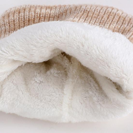 3Pcs/Set Winter Hat Scarf Gloves Set Thickened Velvet Lining Colorful Elastic Fit Knitting Hat Neck Warmer Gloves Set