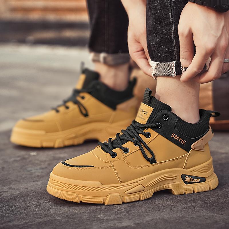 Мужские ботинки осень и зима низкие повседневные ботинки модные уличные кроссовки молодежные нескользящие удобные ботинки на мягкой подошве
