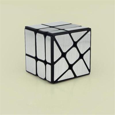 Головоломка Щетка Наклейка Черный Фон Ветряная Мельница 3x3 Зеркальный Кубик Рубика Серебристый