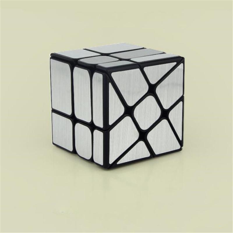 Головоломка Щетка Наклейка Черный Фон Ветряная Мельница 3x3 Зеркальный Кубик Рубика Серебристый