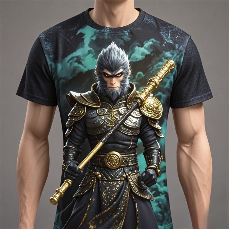 Футболка Explosive Game Black Monkey King для мужчин, детская повседневная одежда мечты, большой размер, принтованная новая футболка для мужчин