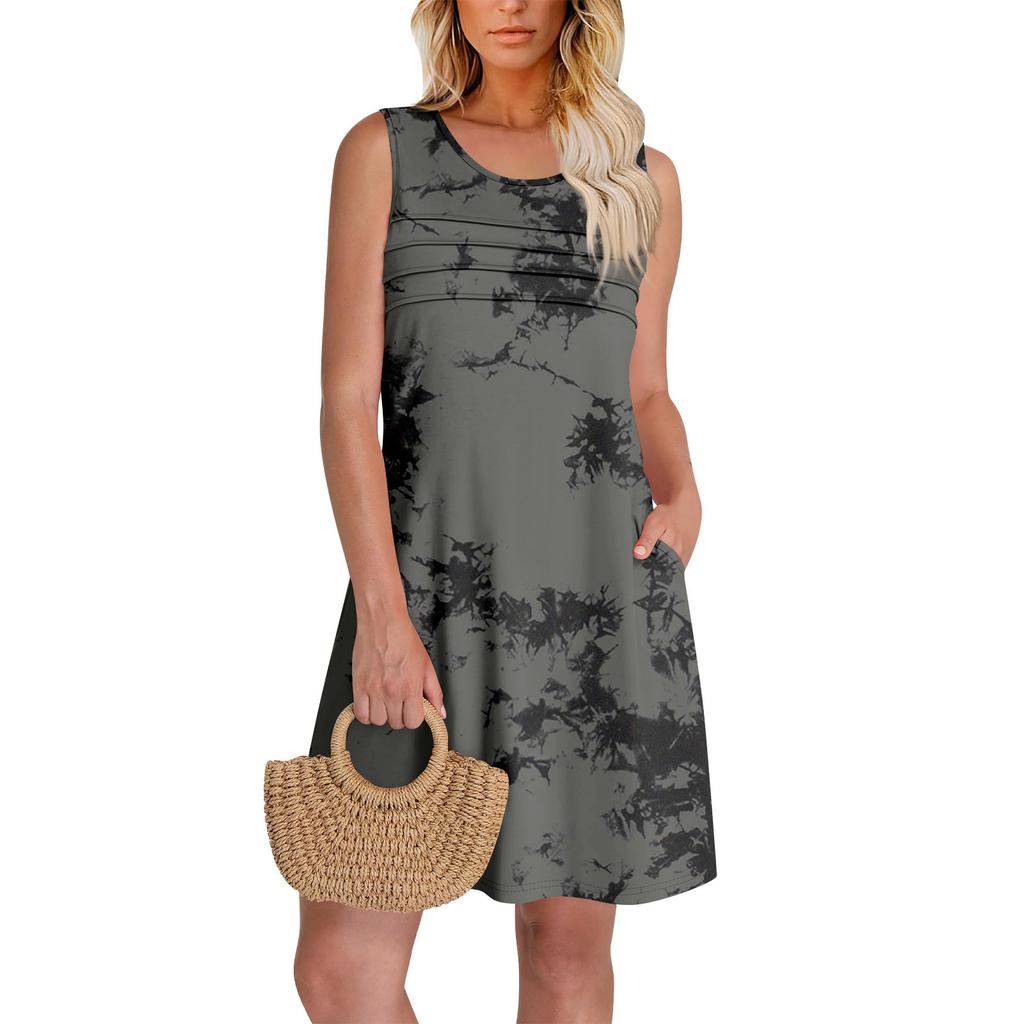 Womens Summer Dresses Loose  Sleeveless Sundresses Dress With Pockets