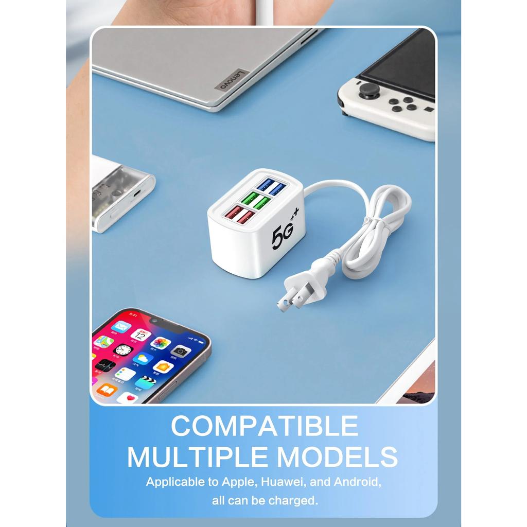 USB Зарядное устройство 6 портов Сетевой фильтр Универсальная электрическая розетка Вилка ЕС/США Адаптер для зарядки телефона Многофункциональный Удлинитель Розетка