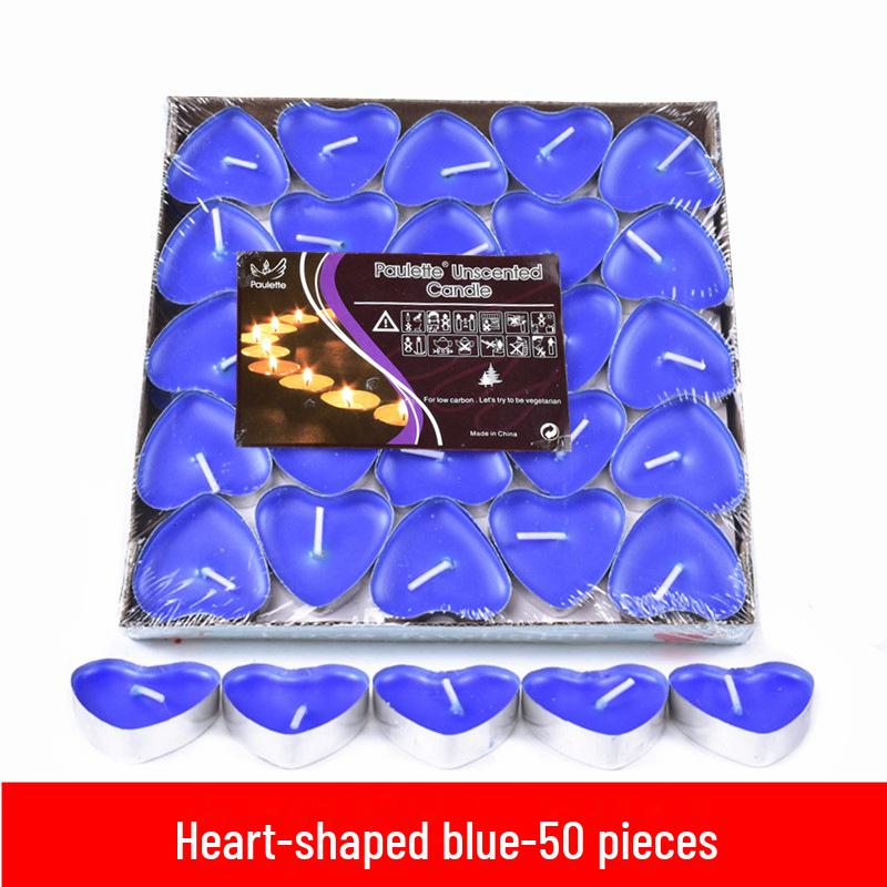 50 Heart-shaped Round Confession Candles for Romantic Birthdays and Tea Brewing