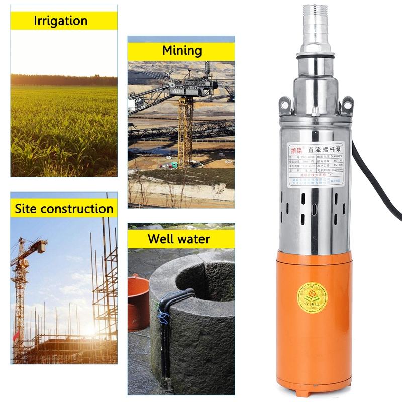 Solar Water Pump 48/60V 380W 1200L/h 55m Deep Well Pump DC Screw Submersible Pump Irrigation Garden Home Agricultural