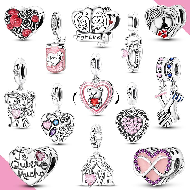 Медные Шармы Бусины Нежность Любовь Валентин Подвеска Подходит Оригинальный Браслет Сделай Сам Женский Подарок Ювелирные Изделия