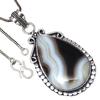Pendant Gray Botswana Agate Gemstone Valentine'Day Gift Silver Jewelry 2.75"