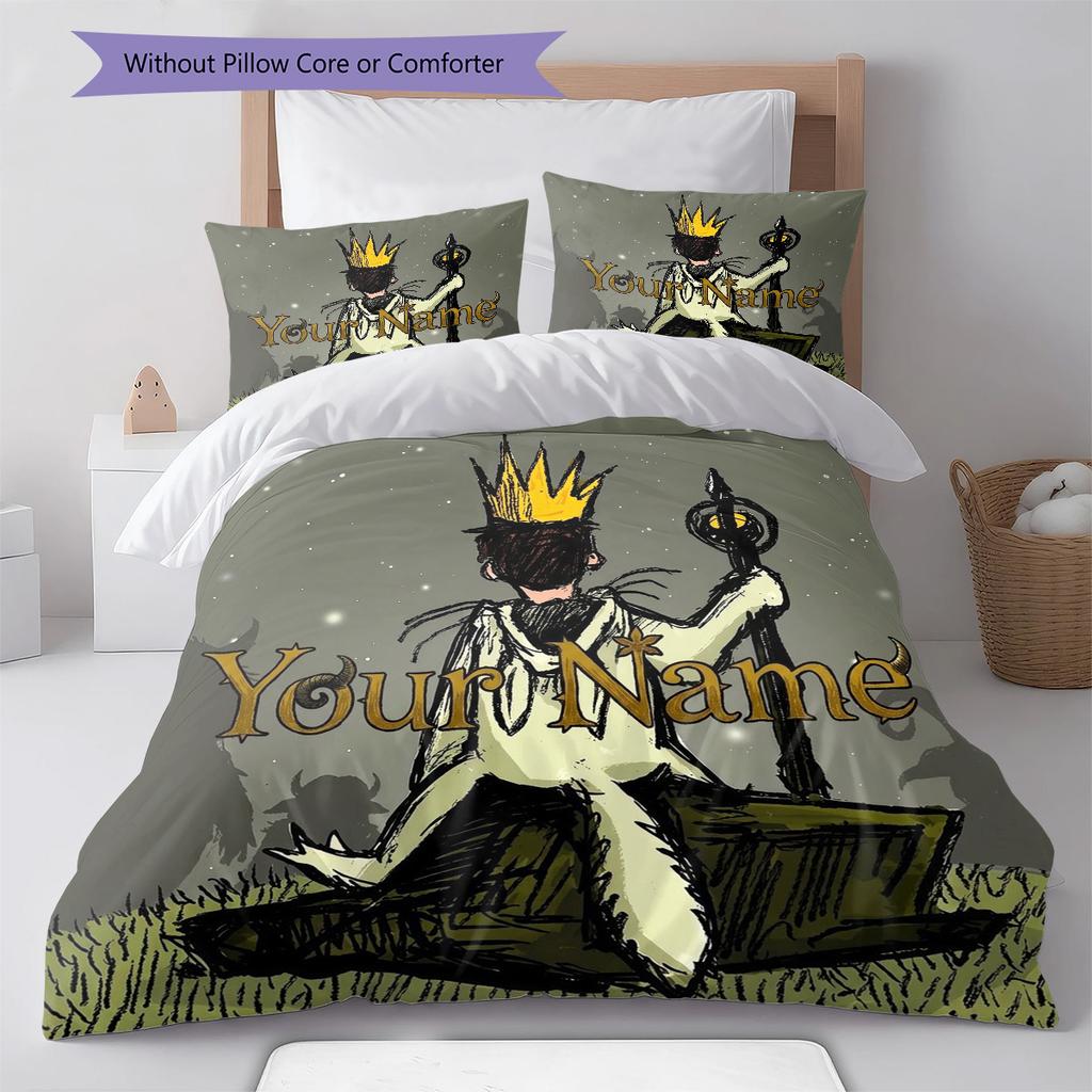 Gruff Voyage Custom Name Pattern Bedding Quilt Set Quilt Cover Pillowcase Home Birthday Gift(1 * duvet cover + 2 * pillowcase, without core)