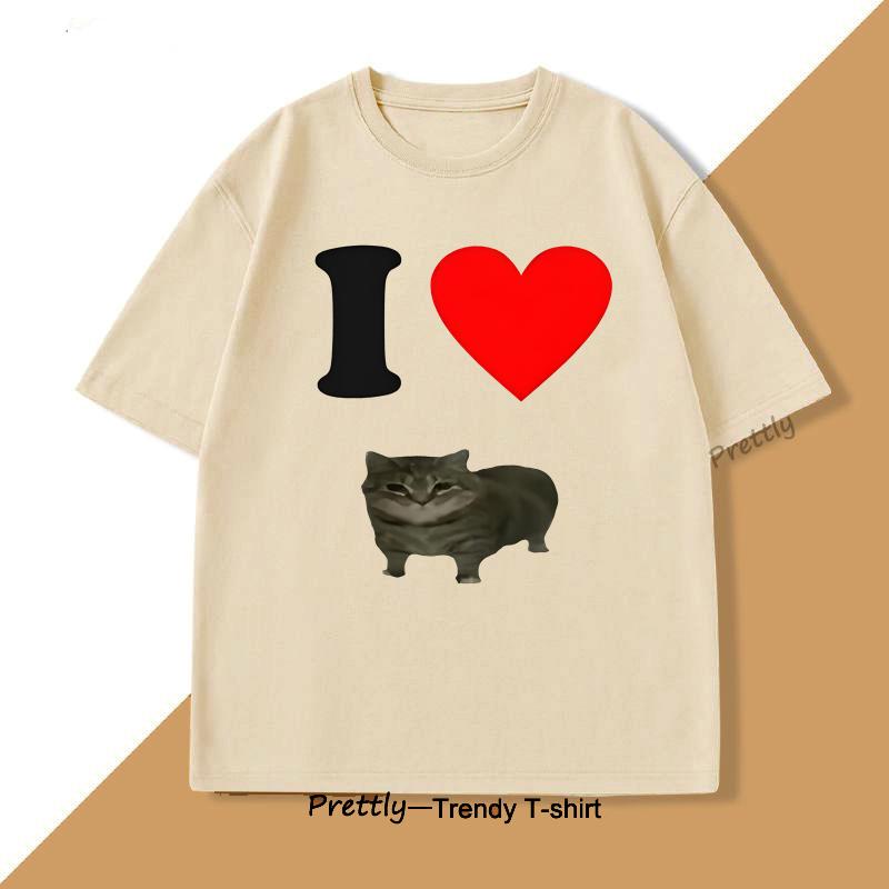 I Love Oiiaoiia Cat Meme TShirt Men Women Funny T Shirts Parody Tees Tiktok Tshirt Funny Streetwear Tops Oversized Loose Tops