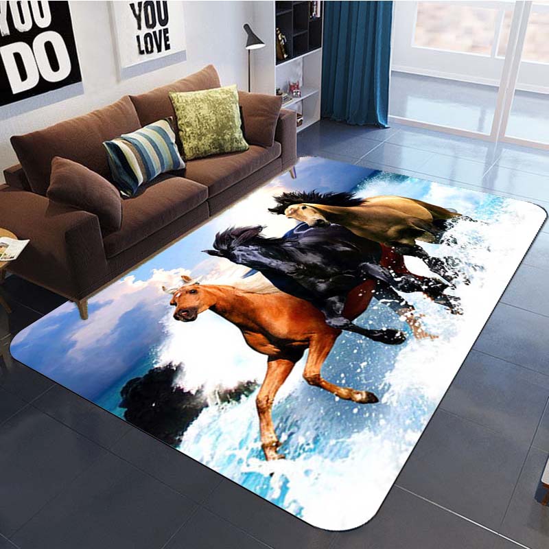 3D живой ковер с лошадью, нескользящий ковер, коврик для комнаты, прямоугольный коврик для кухни, салона, ковер для лошадей, стадо, ковер с животными, лучший ковер