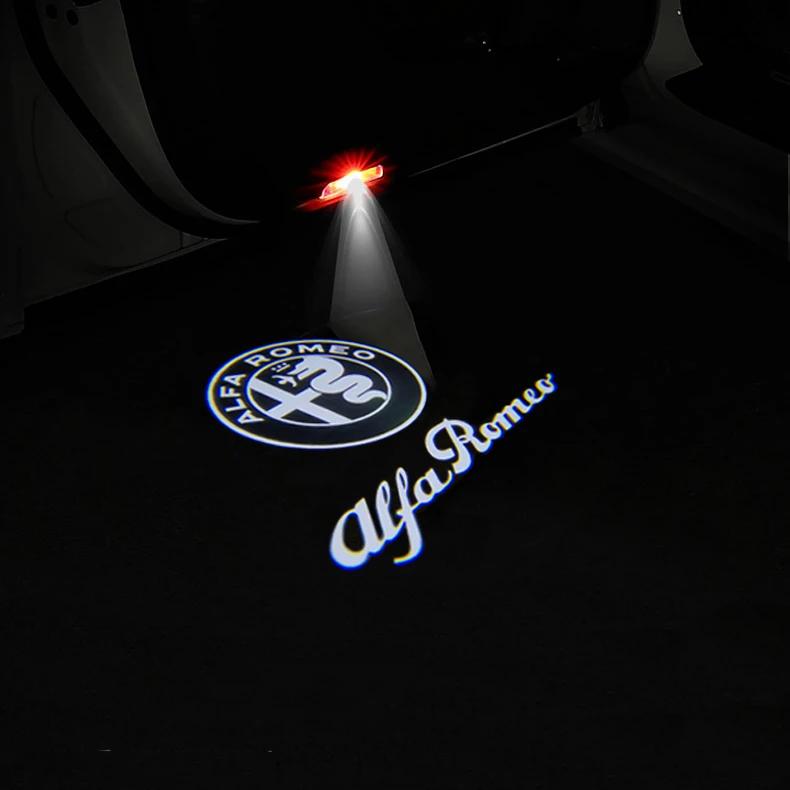 2026 Hot Alfa Romeo 2Pcs LED Car Door Light Shadow Logo Laser Projector For Alfa Romeo 159 Giulietta Giulia Mito Stelvio Brera S