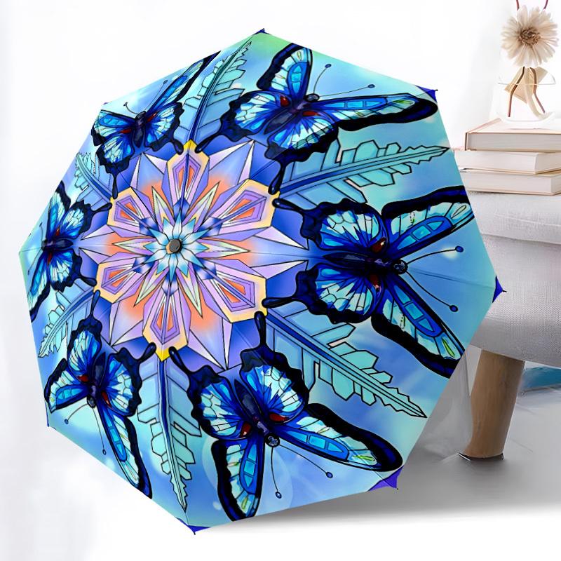 1pc Butterfly Snowflake Automatic Open/Close Umbrella, Portable Folding Umbrella, Compact Travel Umbrella for065