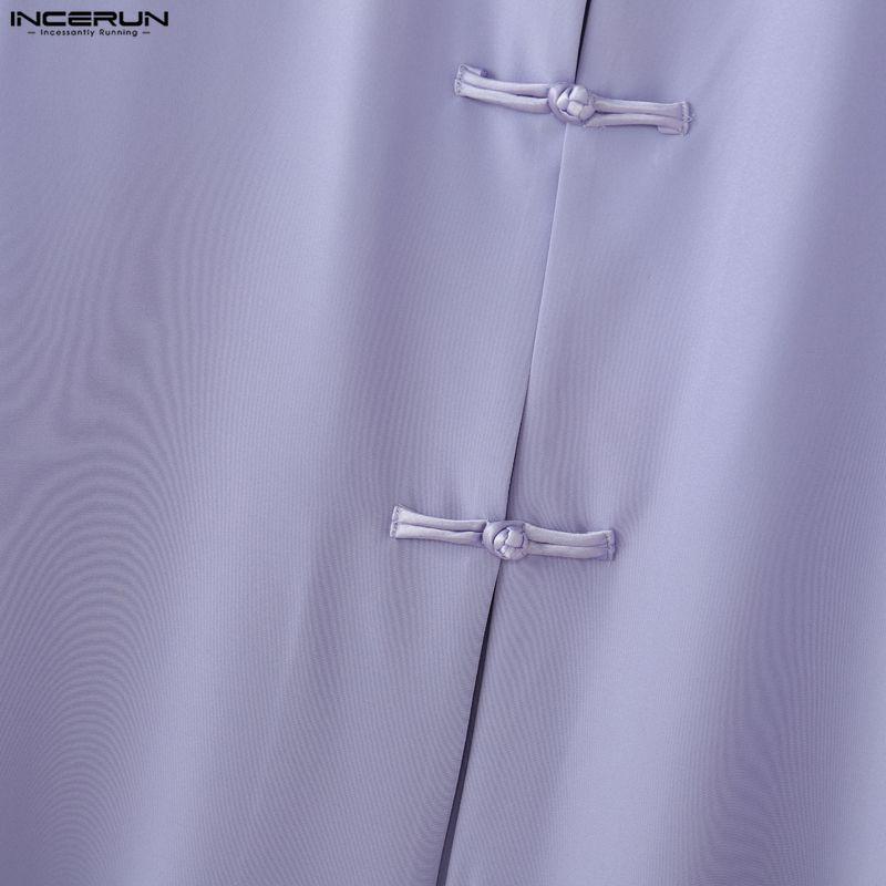 INCERUN Большие летние мужские футболки с V-образным вырезом, коротким рукавом, разрезами, повседневные, длинные, топ-футболки