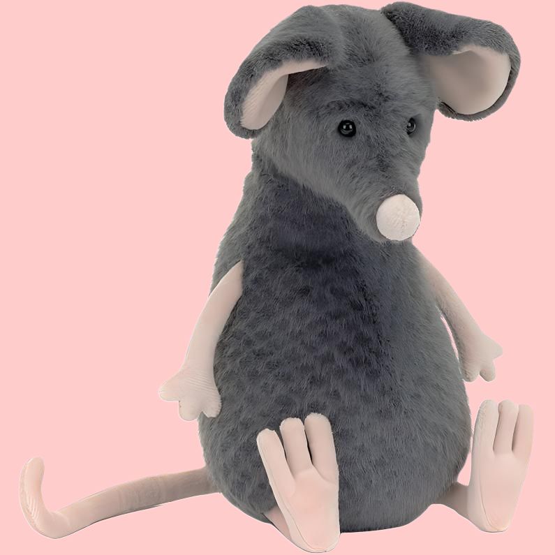 JELLYCAT Woods Animal Series Lachlan Sad Rat Lachlan Sad Rat Grey Doll Plush Figure Sitting 24cm High