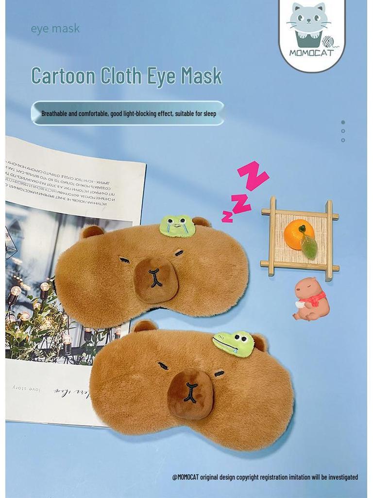 Мультяшная маска для глаз капибары - Регулируемая, Милая, Компресс горячий/холодный для сна