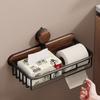 Suction cup walnut toilet tissue box no punching bathroom washbasin storage toilet roll paper storage rack  toilet accessories