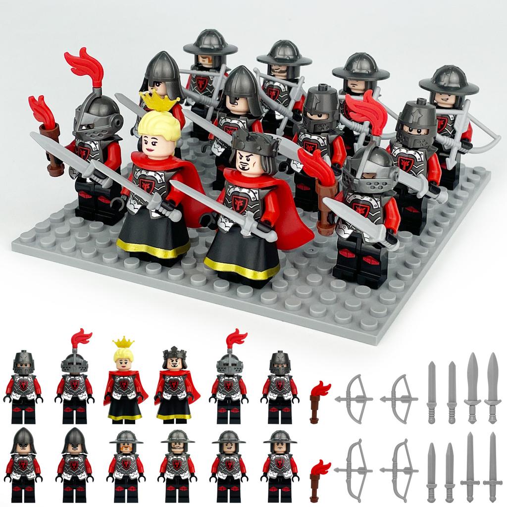 MOC Medieval Red Dragon Knight Legion Soldier Minifigures Building Block Toys