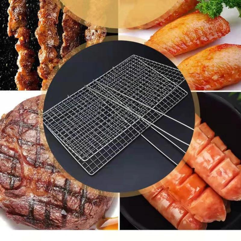 Foldable Grill Basket Bbq Portable Barbecue Kitchen Utensils Stainless Steel Removable Handle Steak Fish Accessories Accessory
