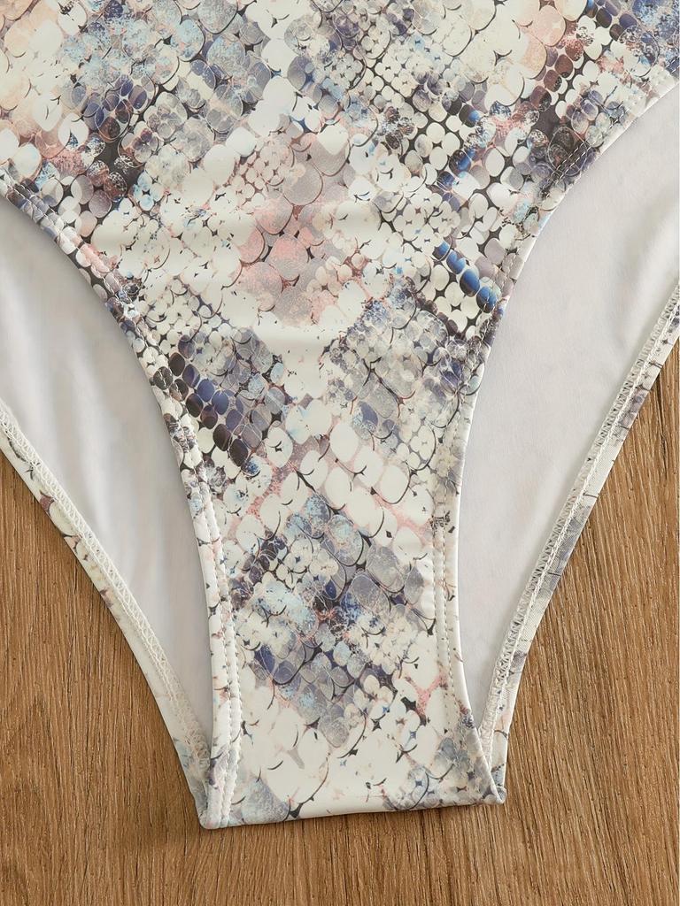 Женский сексуальный слитный купальник со змеиным принтом, с контролем живота, утягивающий, больших размеров - Европейский и американский пляжный костюм