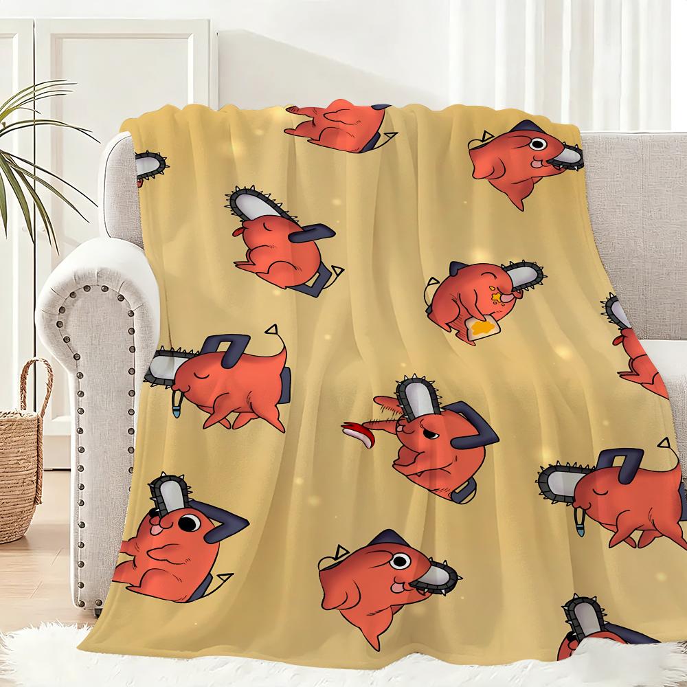 Chainsaw Man Pochita anime Throw Lightweight 240g Flannel Blanket Soft Skin-friendly for Summer Cooling