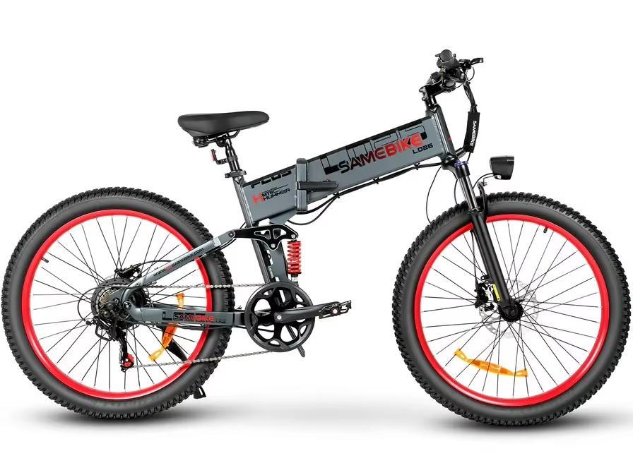2026 Samebike LO26Plus 1000W motor Folding Electric Bicycle Adults 26" Mountain Bike with 48V 15Ah Removable Battery.