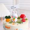 3D Mushroom Carrot Rabbit Cake Topper Jungle Theme Kids 1st Birthday Cake Topper Happy Easter Bunny Cake Decor Baby Shower