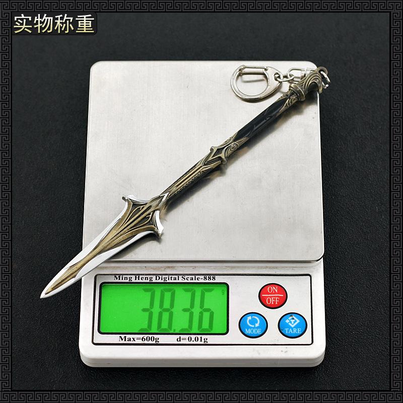 16cm Spear of Leonidas AC Assassin Game Peripheral Metal Lance WeaponsModel Keychain Toy for Male Boy Decoration Crafts Ornament