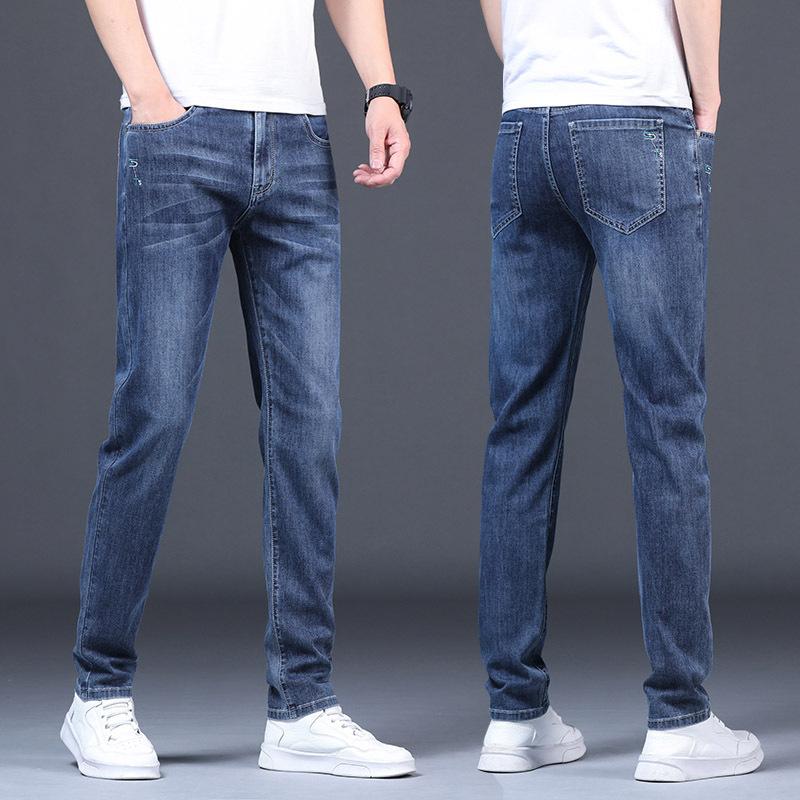 Spring and Autumn Men's Jeans Straight Slim Elastic Hundred Trend of Casual Men's Long Trousers
