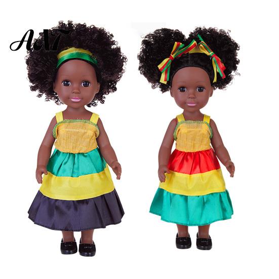 Toddler Toys for Imaginative Play 14 Inch Black Doll with Afro Hair, Soft Vinyl Posable Gift Children Kids, Dress Up Fashion Toy Accessories,