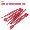 7Pcs Car Film Trimming Tool Auto Wrap Vinyl Scrapers 3D Carbon Fiber Decal Film Micro Squeegee Felt Kit Wrap Vinyl Tools Red