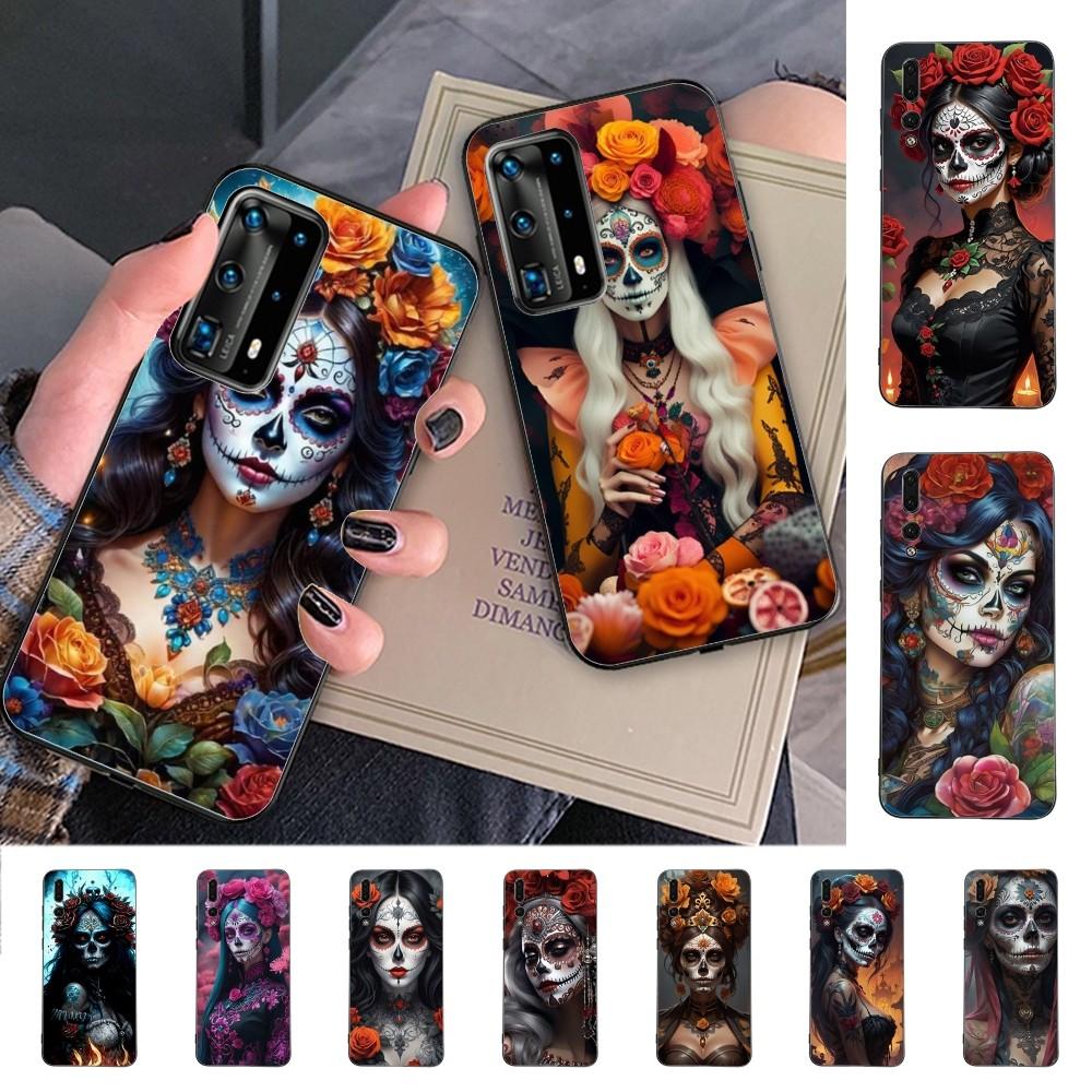 Catrina Beautiful Rose Girl Skull Phone Case For Huawei P 8 9 10 20 30 40 50 Pro Lite Psmart Honor 10 Lite 70 Mate 20lite