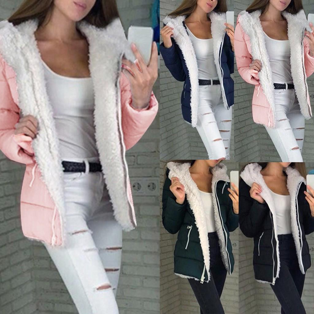 Fashion Women Winter Thicken Coats Long Sleeve Warm Jacket Outerwear Zipper Coat