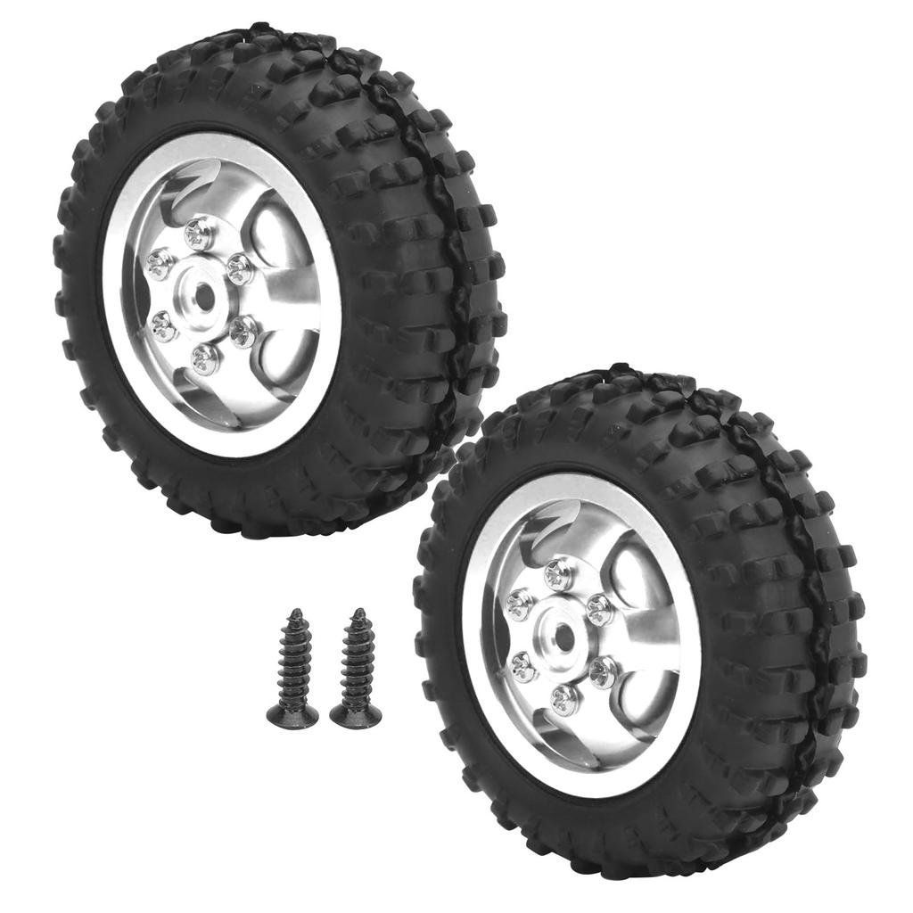 D12005 52mm RC Car Tyre Rubber Aluminium Alloy AntiSkid Tires for WPL D12 110 RC Truck(Silver S )