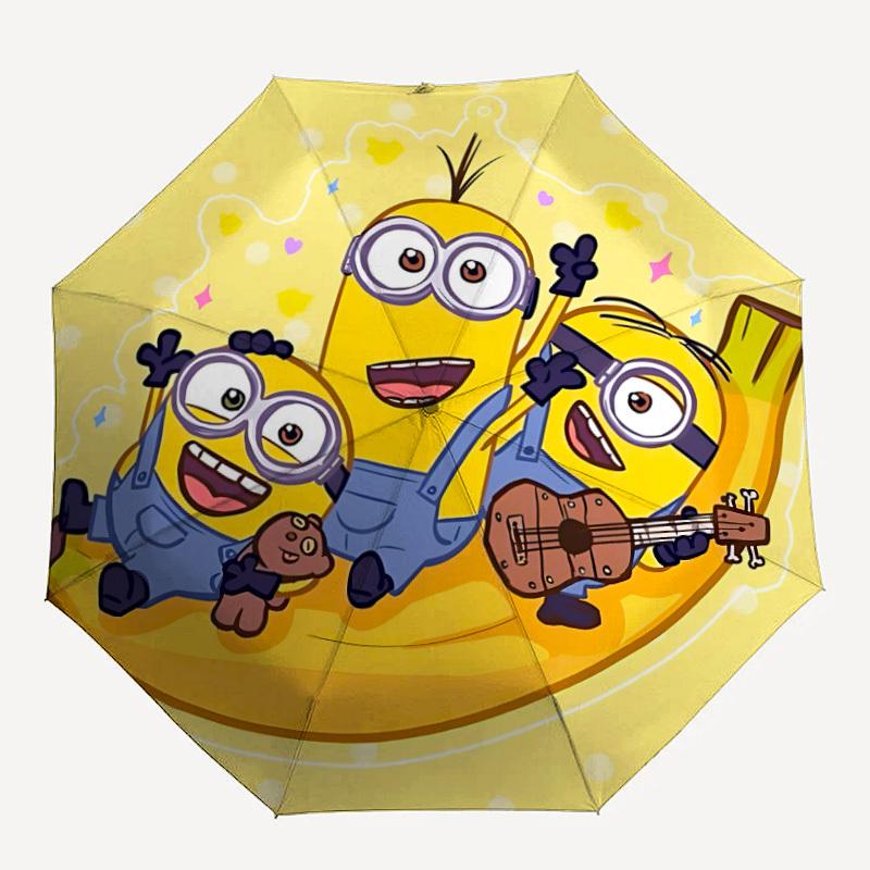 1 шт. Зонт-трость Minions, музыкальный, с автоматическим открытием/закрытием, складной, ветрозащитный, 8 спиц, легкий, для путешествий, для женщин/мужчин, a0903203
