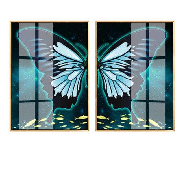 Яркий цвет крылья бабочки скандинавский скандинавский холст хлопок картина Золотая бабочка ретро комната декоративный настенный постер