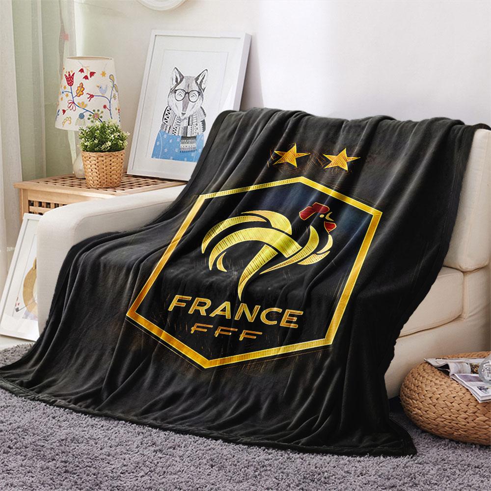 1PC France National Football Team Patterned Flannel Blanket Suitable For All Seasons for Home Decor Warmth and Comfort Gifts Holiday Present