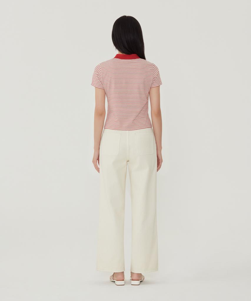 COVERNAT WOMAN Slim Striped T-Shirt Red