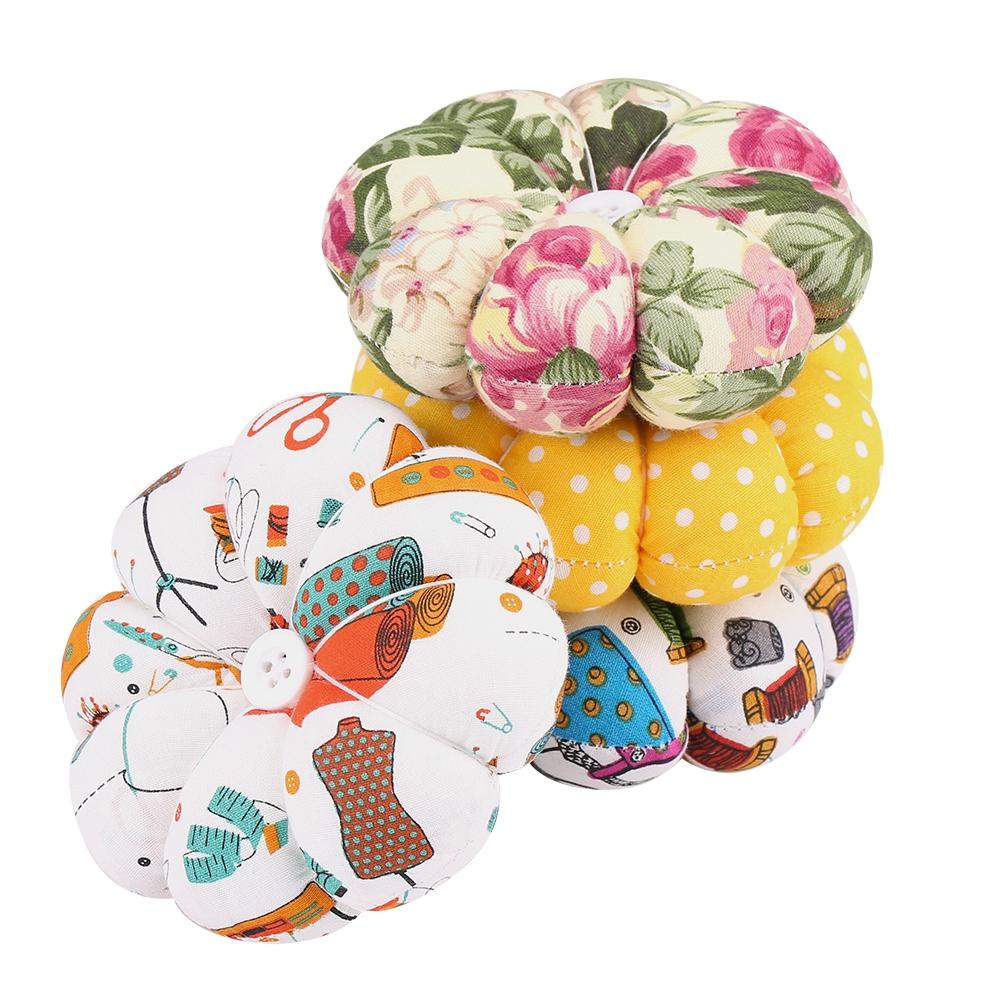 1 Pcs Creative Pumpkin Fabric Sewing Needles Pin Cushion with Elastic Wrist Belt