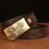 Belt Genuine Leather Belt for Men Carving Pattern Animal Eagle Automatic Buckle Belt Strap