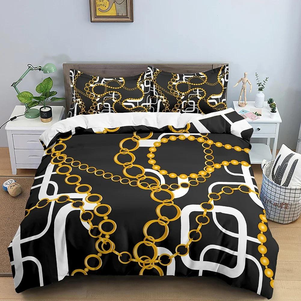 Пододеяльник с принтом в виде цепочки, Комплект постельного белья, Комплект одеяла для взрослой спальни с наволочкой, Индивидуальный, Размер Квин, Кинг, Покрывало
