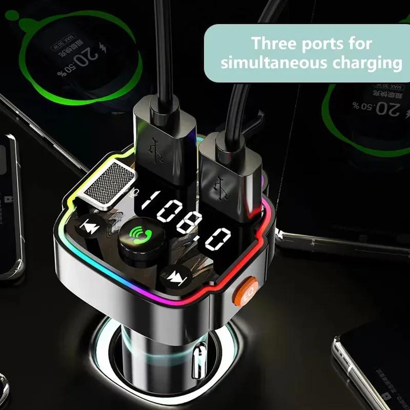 Car Bluetooth MP3 Player FM Transmitter with HD Lossless Audio, Dual USB SD Card Reader & Hands-Free Calling for All Cars