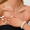 4 предмета Женская мода Медная цепочка-коготь Циркон Ожерелье Серьги Браслет Набор с цирконом Свадебный банкет Вечеринка Праздничный подарок