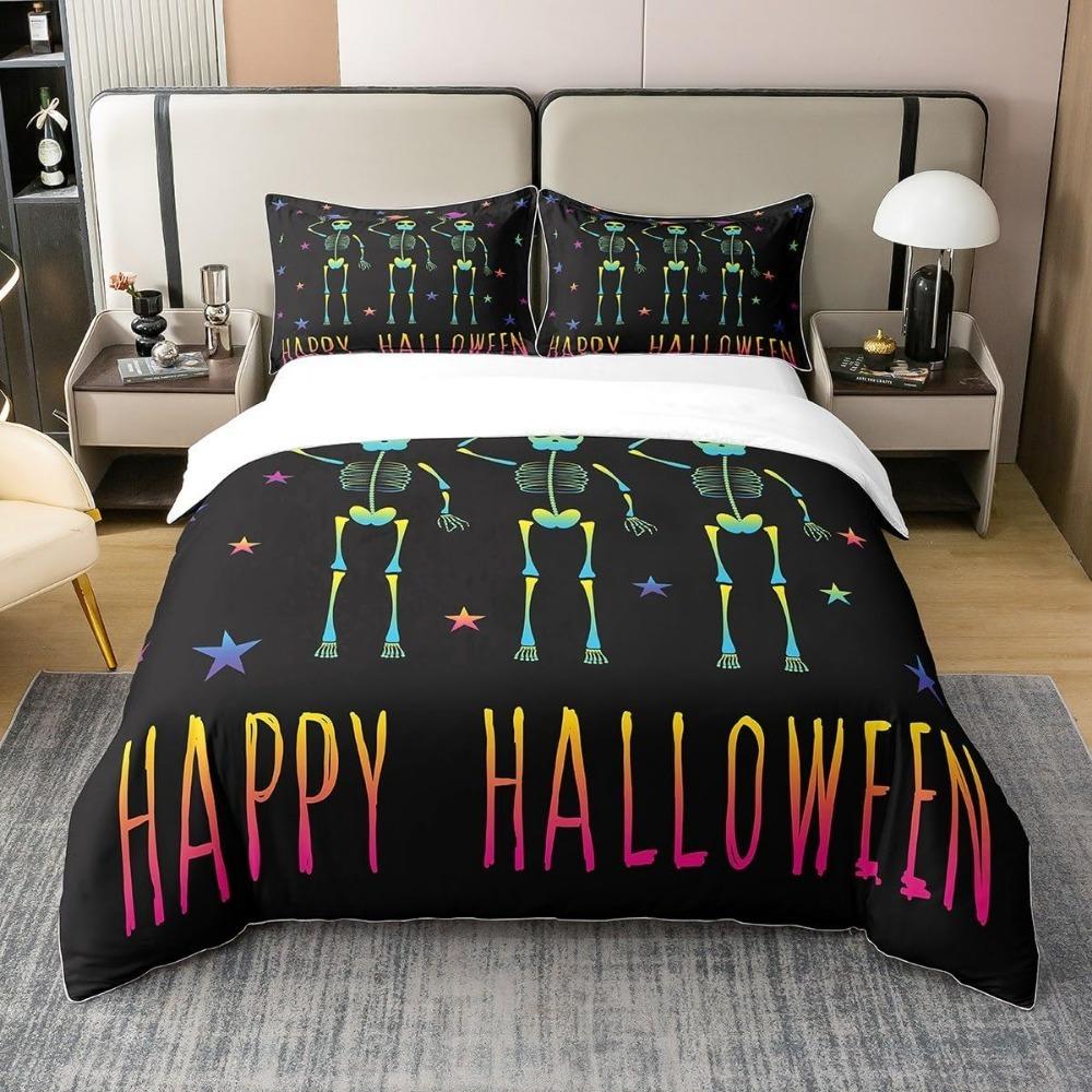 Happy Halloween Bedding Set 3D Digital Printing 2-3 Piece Set (No Core) Suitable for Bedroom Duvet Cover Set Halloween Decor