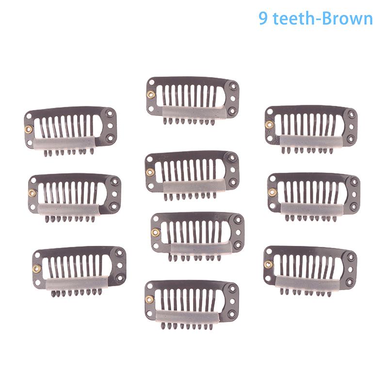 10 шт. Защелкивающиеся клипсы для париков с 9/10 зубцами, Портативные металлические защелкивающиеся заколки для волос для аксессуаров для наращивания волос, Инструмент10 шт. Клипсы для наращивания волос